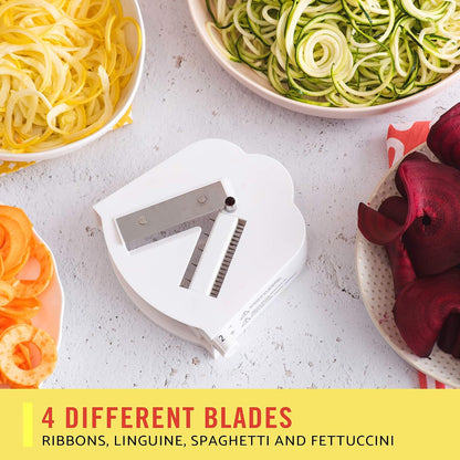 4-in-1 Automatic Electric Spiralizer & Slicer, Quickly Prep Healthy Veggie or Fruit Spaghetti, Noodles or Ribbons, Easy To Clean, Recipe Book Included, White, 14641