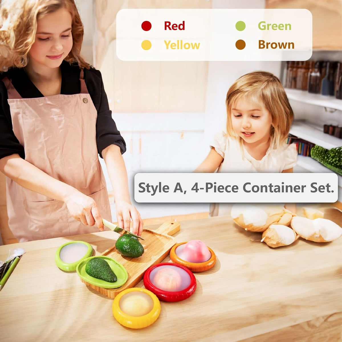 SOOPLEU Avocado Saver & Onion Storage, 4Pcs Silicone Fresh Produce Holder