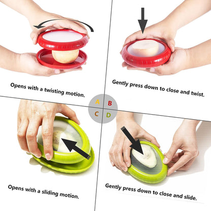 SOOPLEU Avocado Saver & Onion Storage, 4Pcs Silicone Fresh Produce Holder