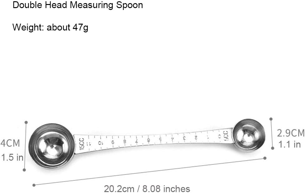 Coffee Scoops, 1 PC 15 ML (1 TPSP) 304 Stainless Steel Tablespoon Long Handle Measuring tablespoon Fits Container for Ground, Brewing, Milk Brewin (5.7inches)