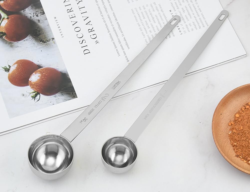 Coffee Scoops, 1 PC 15 ML (1 TPSP) 304 Stainless Steel Tablespoon Long Handle Measuring tablespoon Fits Container for Ground, Brewing, Milk Brewin (5.7inches)