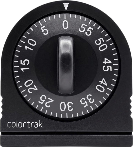 60 Minute Wind Up Timer, Salon Hair Color Processing Timer, Mechanical Visual Countdown for Chemical Services, Tanning, Kitchen, and Kids Activities, No Batteries Required, Black