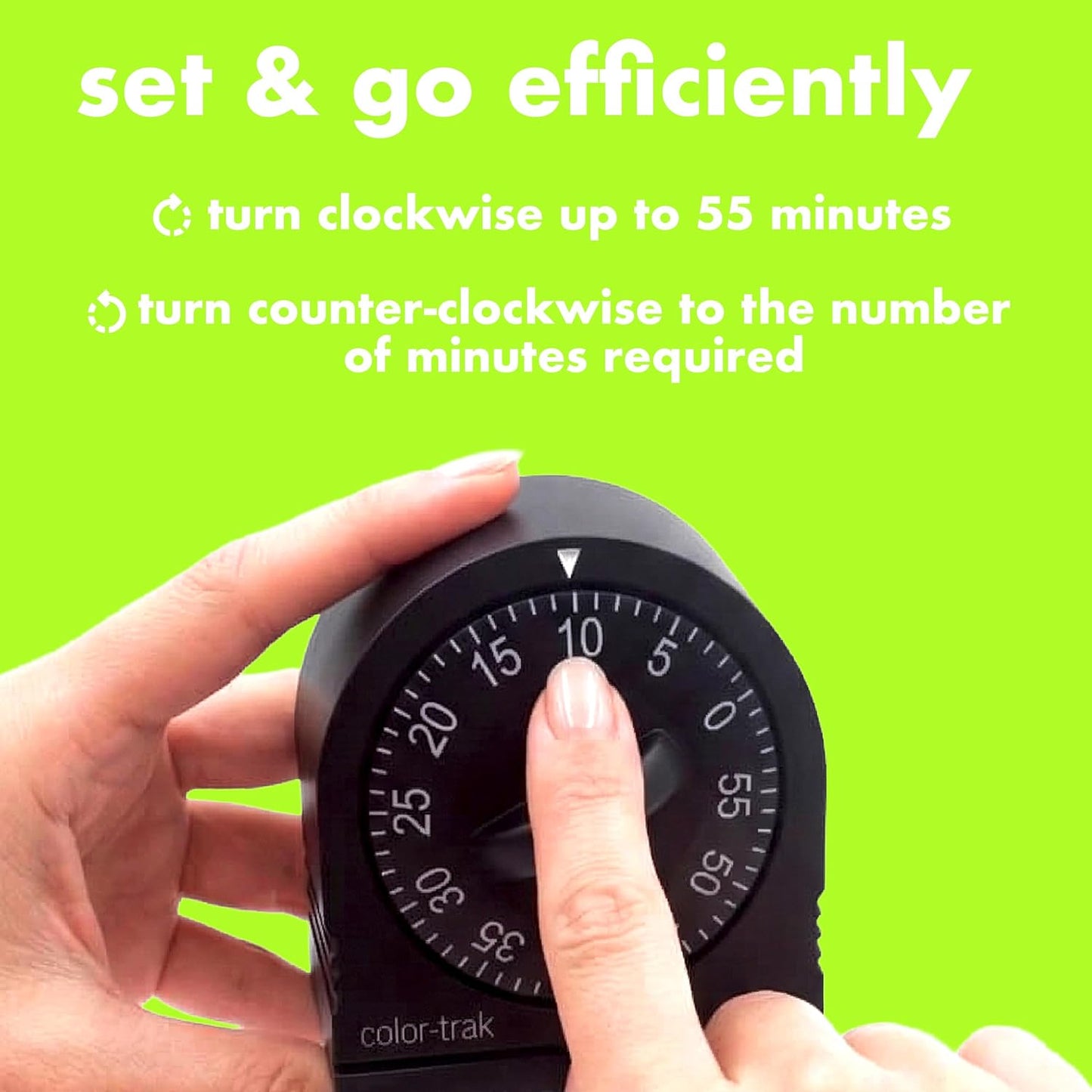 60 Minute Wind Up Timer, Salon Hair Color Processing Timer, Mechanical Visual Countdown for Chemical Services, Tanning, Kitchen, and Kids Activities, No Batteries Required, Black
