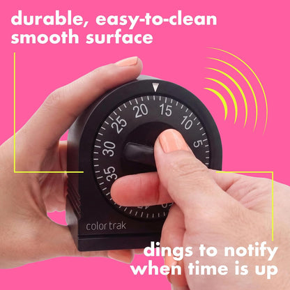 60 Minute Wind Up Timer, Salon Hair Color Processing Timer, Mechanical Visual Countdown for Chemical Services, Tanning, Kitchen, and Kids Activities, No Batteries Required, Black