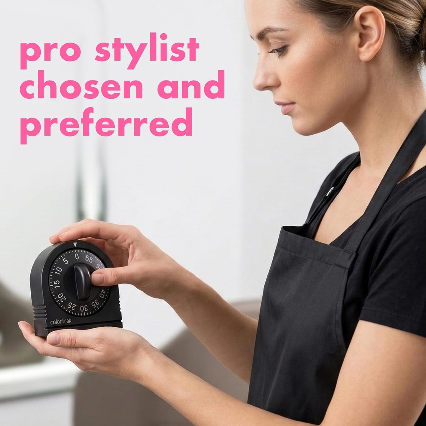 60 Minute Wind Up Timer, Salon Hair Color Processing Timer, Mechanical Visual Countdown for Chemical Services, Tanning, Kitchen, and Kids Activities, No Batteries Required, Black