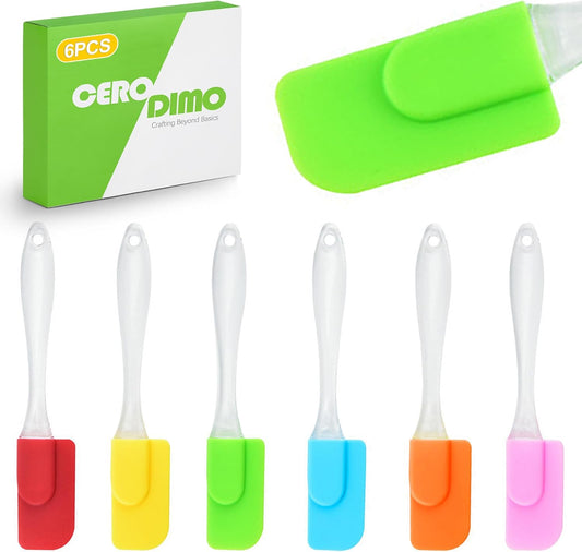 6-Piece Mini Silicone Spatula Set - Heat Resistant Non-Stick Small Scraper Turner for Baking Cooking Mixing Frying and Kitchen Use Multicolor