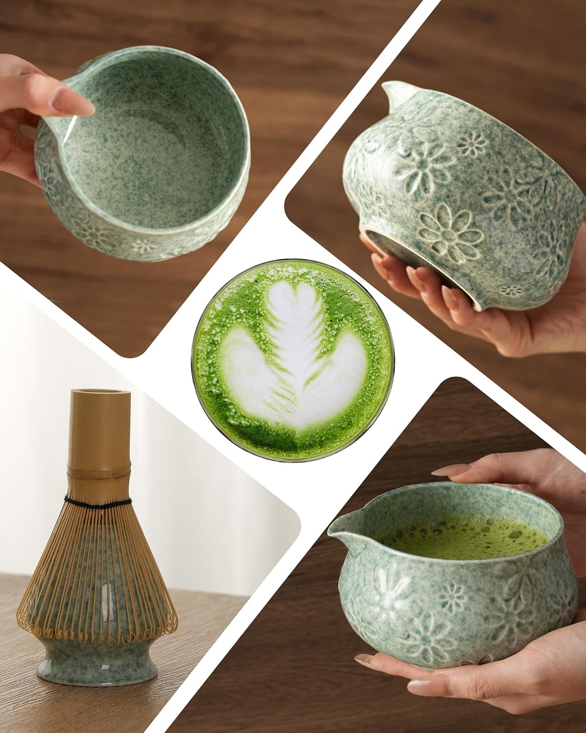Matcha Whisk Tea Set Kit Japanese Matcha Kit - Matcha Bowl, Matcha Whisk and Holder, Bamboo Scoop, Scoop Rest, Sifter and Tea Towel - for Tea Ceremony Breakfast Lattes - Home Kitchen Christmas(Pink)