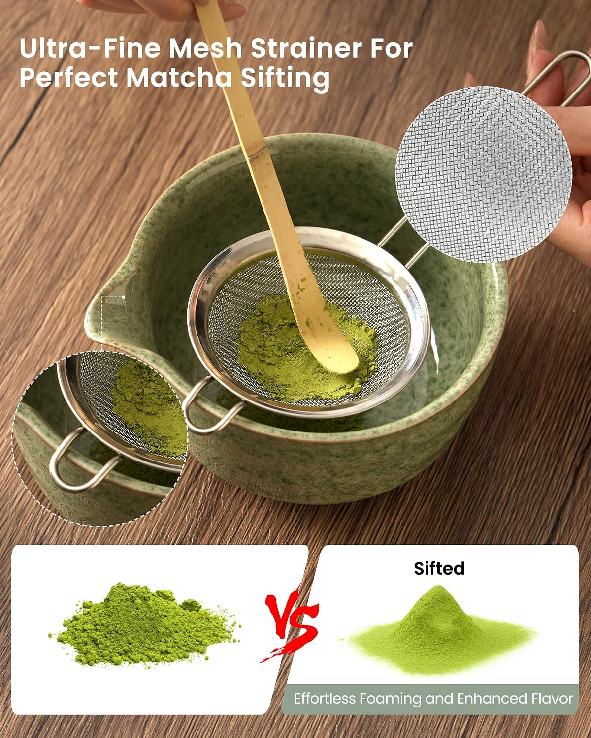 Matcha Whisk Tea Set Kit Japanese Matcha Kit - Matcha Bowl, Matcha Whisk and Holder, Bamboo Scoop, Scoop Rest, Sifter and Tea Towel - for Tea Ceremony Breakfast Lattes - Home Kitchen Christmas(Pink)