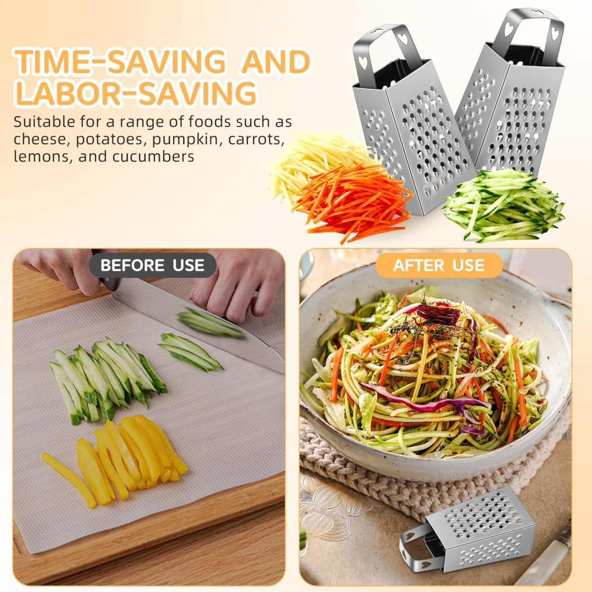 6pcs Mini Cheese Grater Set Stainless Steel Four Sided Box Grater: Small Kitchen Shredder for Garlic Ginger Vegetables Handheld Tool for Home Cooks Camping Lunch
