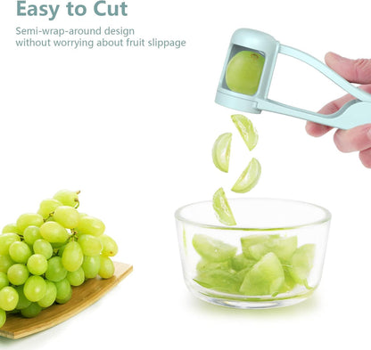 Grape Cutter for Toddlers, Grape Slicer Tool, Grape Tomato Cherry Strawberry Cutter Tools Into 4 Pieces for Vegetable Fruit Salad, Stainless Steel Quarter Grape Slicer Kitchen Gadget