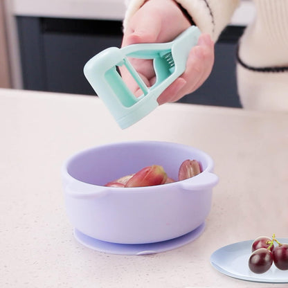 Grape Cutter for Toddlers, Grape Slicer Tool, Grape Tomato Cherry Strawberry Cutter Tools Into 4 Pieces for Vegetable Fruit Salad, Stainless Steel Quarter Grape Slicer Kitchen Gadget