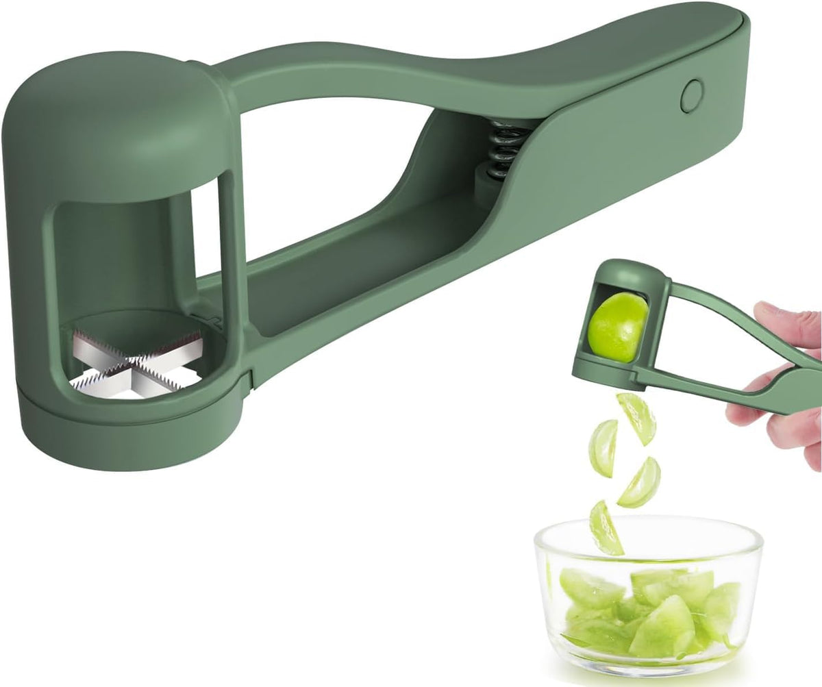 Grape Cutter for Toddlers, Grape Slicer Tool, Grape Tomato Cherry Strawberry Cutter Tools Into 4 Pieces for Vegetable Fruit Salad, Stainless Steel Quarter Grape Slicer Kitchen Gadget