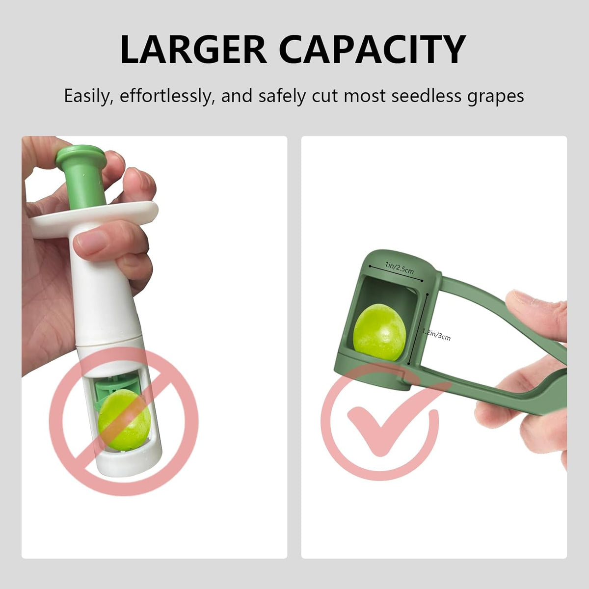 Grape Cutter for Toddlers, Grape Slicer Tool, Grape Tomato Cherry Strawberry Cutter Tools Into 4 Pieces for Vegetable Fruit Salad, Stainless Steel Quarter Grape Slicer Kitchen Gadget