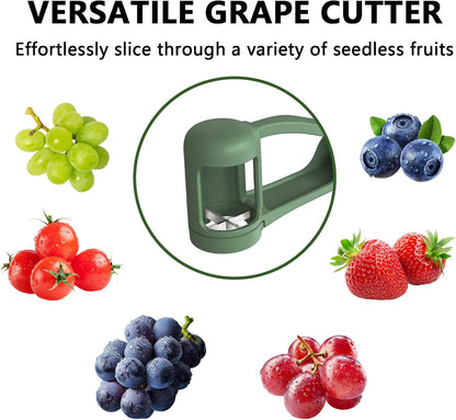 Grape Cutter for Toddlers, Grape Slicer Tool, Grape Tomato Cherry Strawberry Cutter Tools Into 4 Pieces for Vegetable Fruit Salad, Stainless Steel Quarter Grape Slicer Kitchen Gadget