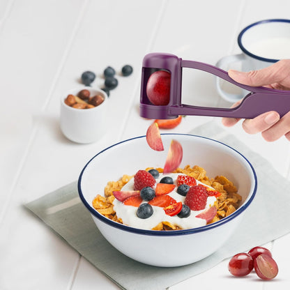 Grape Cutter for Toddlers, Grape Slicer Tool, Grape Tomato Cherry Strawberry Cutter Tools Into 4 Pieces for Vegetable Fruit Salad, Stainless Steel Quarter Grape Slicer Kitchen Gadget