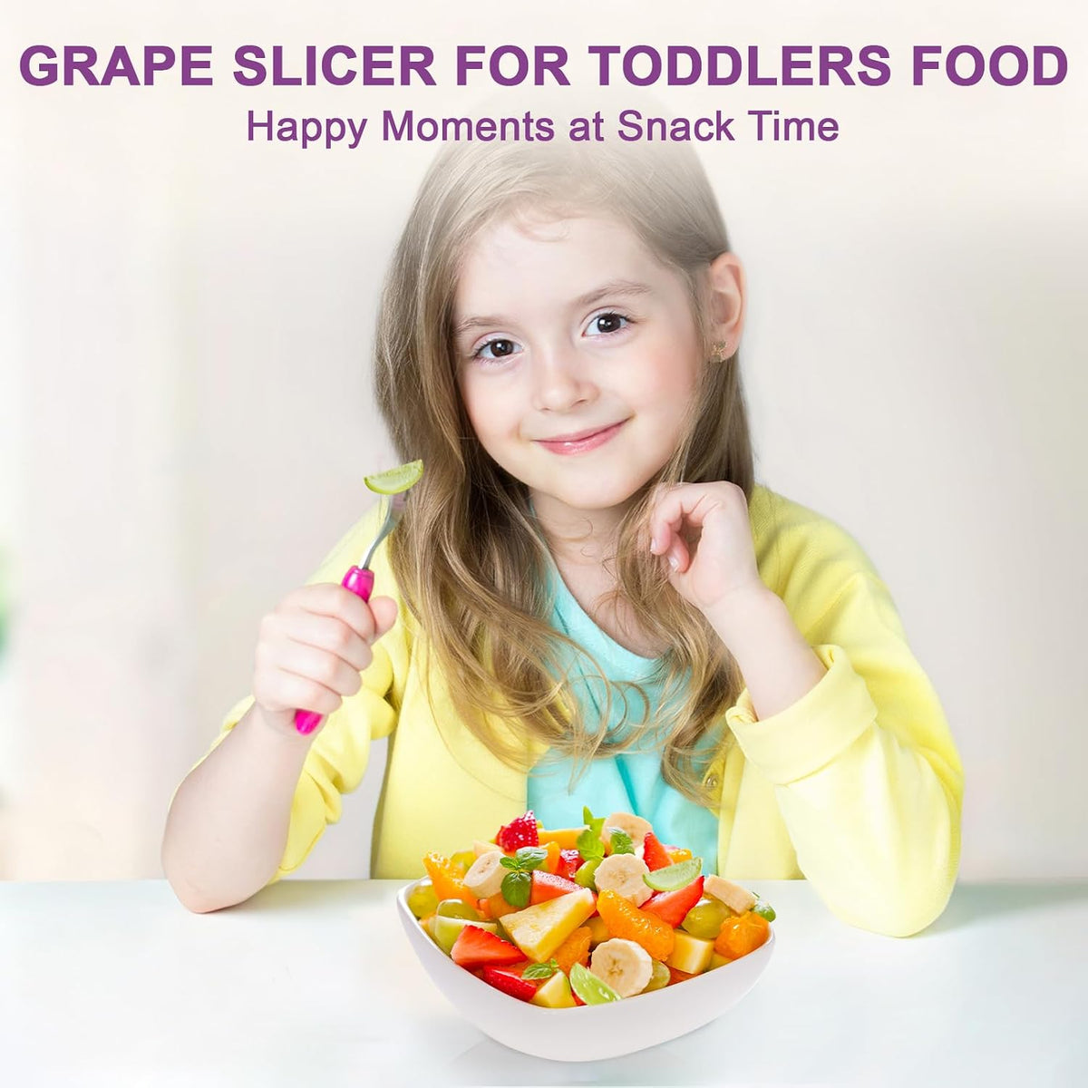 Grape Cutter for Toddlers, Grape Slicer Tool, Grape Tomato Cherry Strawberry Cutter Tools Into 4 Pieces for Vegetable Fruit Salad, Stainless Steel Quarter Grape Slicer Kitchen Gadget