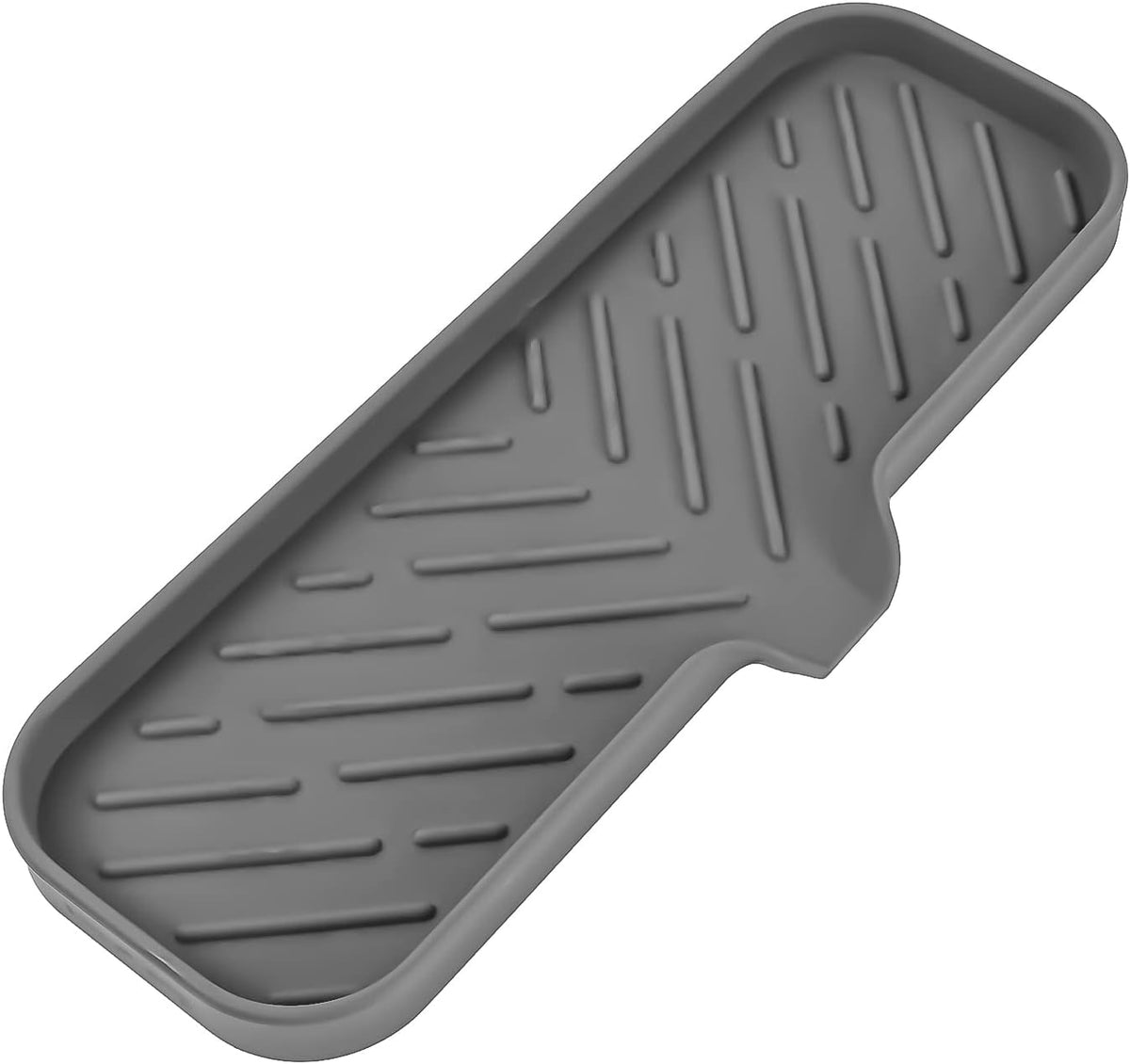 Silicone Soap Dish with Drain Spout, Self-Draining Sink Organizer Tray for Bathroom and Kitchen, Sponges, Dispensers and Soap Holder, Non-Slip and Dishwasher Safe, Black (Compact, 4.9"×3.2")