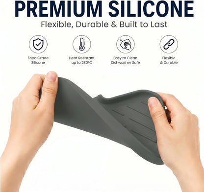 Silicone Soap Dish with Drain Spout, Self-Draining Sink Organizer Tray for Bathroom and Kitchen, Sponges, Dispensers and Soap Holder, Non-Slip and Dishwasher Safe, Black (Compact, 4.9"×3.2")