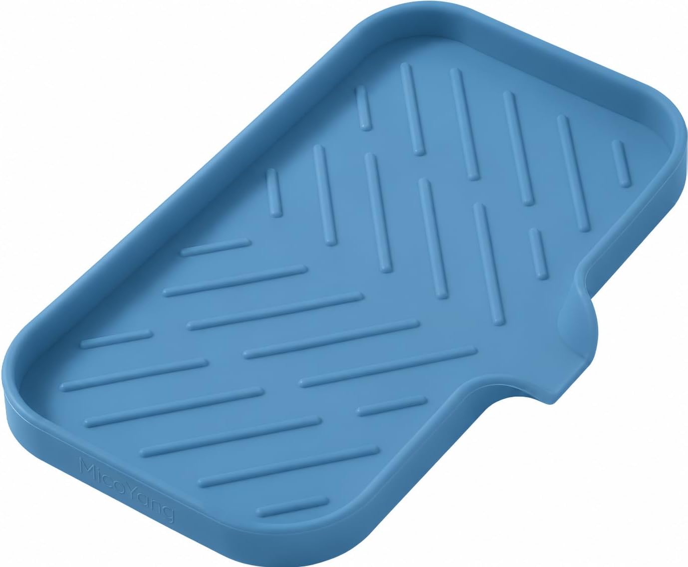 Silicone Soap Dish with Drain Spout, Self-Draining Sink Organizer Tray for Bathroom and Kitchen, Sponges, Dispensers and Soap Holder, Non-Slip and Dishwasher Safe, Black (Compact, 4.9"×3.2")