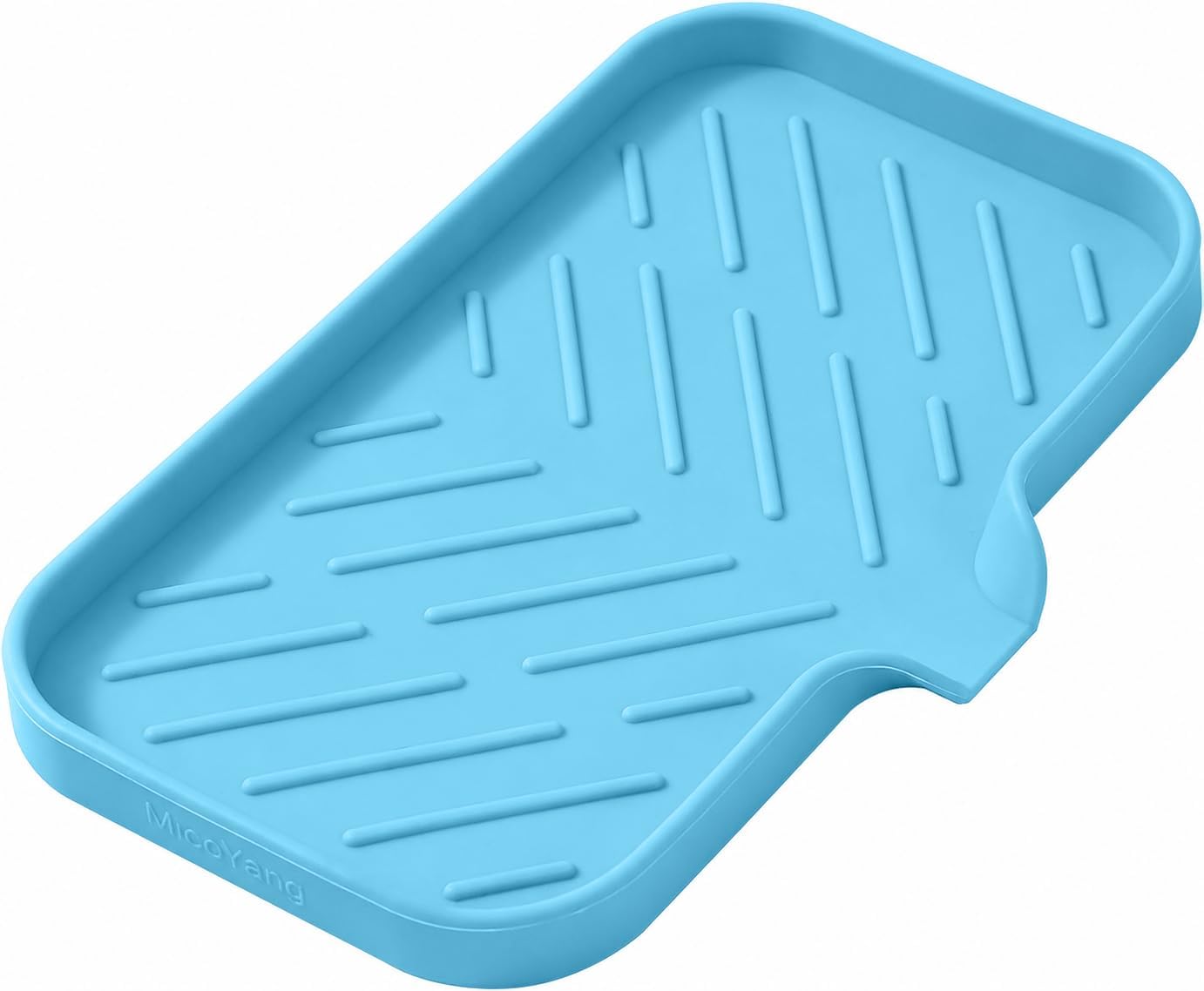 Silicone Soap Dish with Drain Spout, Self-Draining Sink Organizer Tray for Bathroom and Kitchen, Sponges, Dispensers and Soap Holder, Non-Slip and Dishwasher Safe, Black (Compact, 4.9"×3.2")