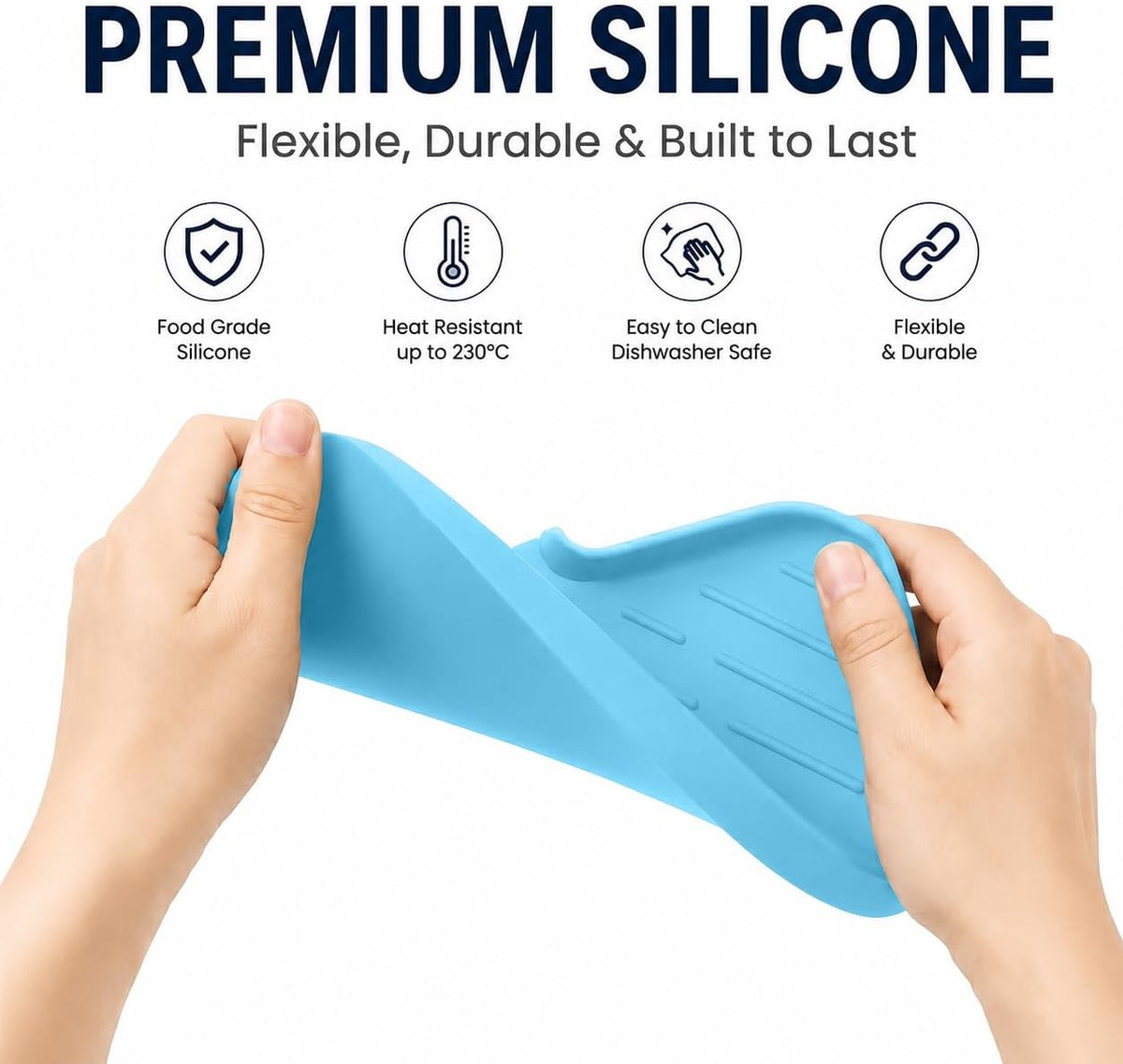 Silicone Soap Dish with Drain Spout, Self-Draining Sink Organizer Tray for Bathroom and Kitchen, Sponges, Dispensers and Soap Holder, Non-Slip and Dishwasher Safe, Black (Compact, 4.9"×3.2")