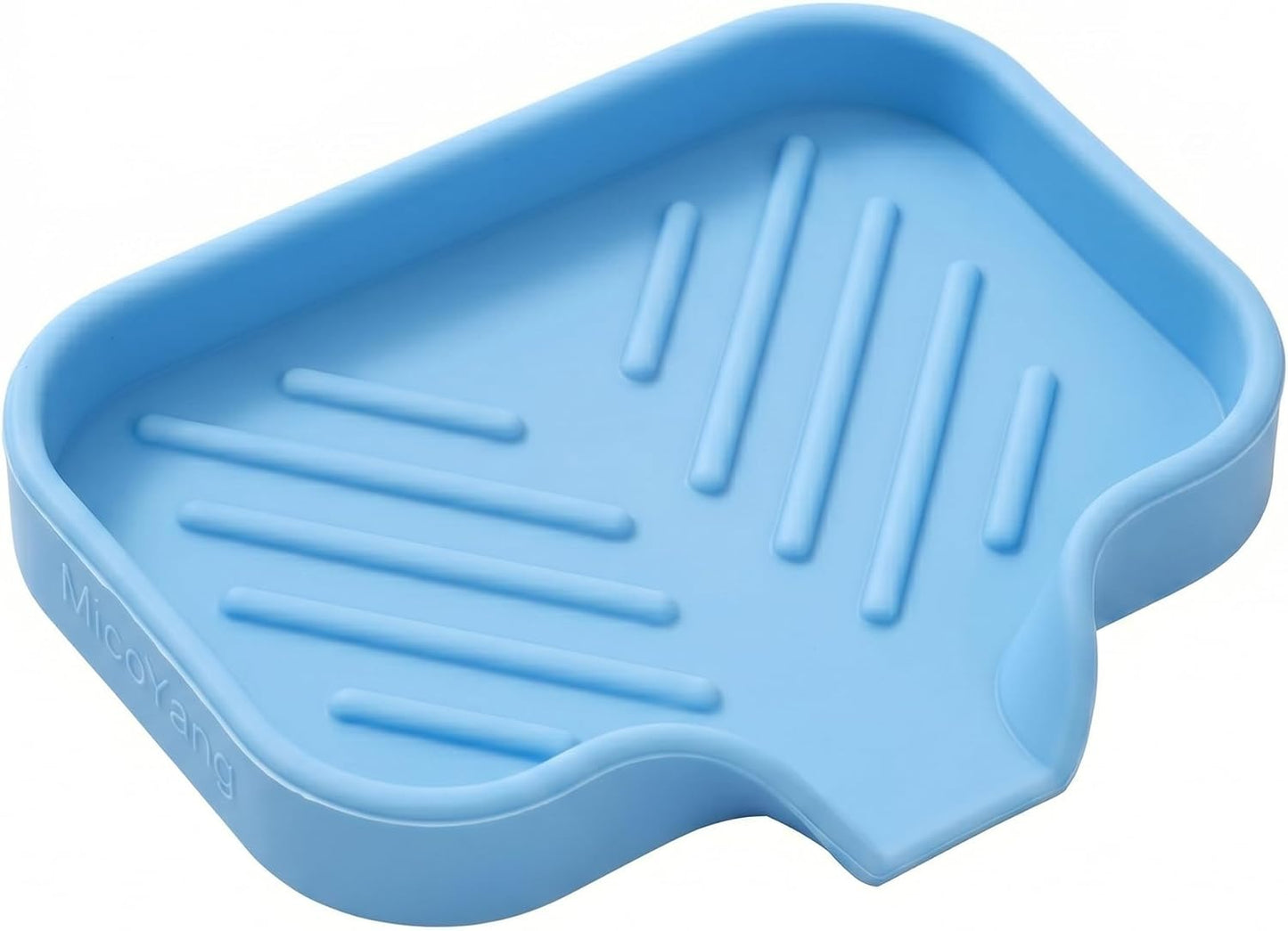 Silicone Soap Dish with Drain Spout, Self-Draining Sink Organizer Tray for Bathroom and Kitchen, Sponges, Dispensers and Soap Holder, Non-Slip and Dishwasher Safe, Black (Compact, 4.9"×3.2")