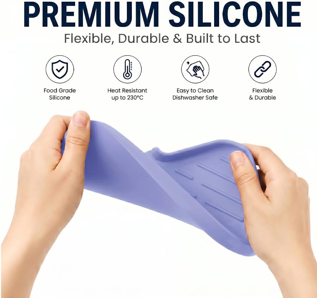 Silicone Soap Dish with Drain Spout, Self-Draining Sink Organizer Tray for Bathroom and Kitchen, Sponges, Dispensers and Soap Holder, Non-Slip and Dishwasher Safe, Black (Compact, 4.9"×3.2")