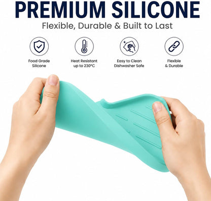 Silicone Soap Dish with Drain Spout, Self-Draining Sink Organizer Tray for Bathroom and Kitchen, Sponges, Dispensers and Soap Holder, Non-Slip and Dishwasher Safe, Black (Compact, 4.9"×3.2")