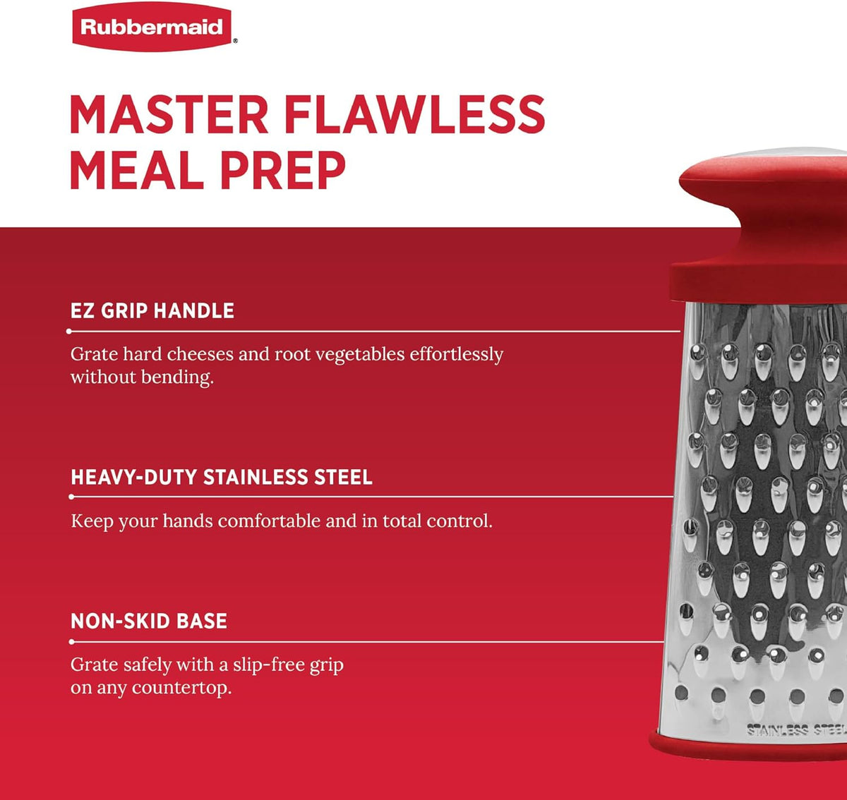 Stainless Steel Cheese Grater - 9.5" Oval Handheld Box Grater with EZ Grip Handle - Multi-Surface Food & Cheese Shredder | Zester & Graters for Kitchen - Dishwasher Safe