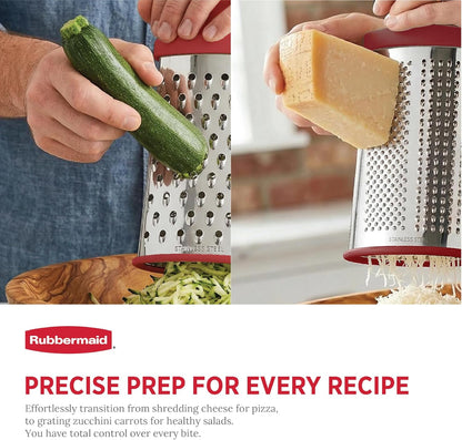 Stainless Steel Cheese Grater - 9.5" Oval Handheld Box Grater with EZ Grip Handle - Multi-Surface Food & Cheese Shredder | Zester & Graters for Kitchen - Dishwasher Safe