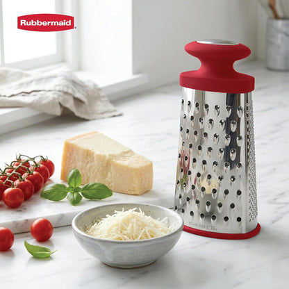 Stainless Steel Cheese Grater - 9.5" Oval Handheld Box Grater with EZ Grip Handle - Multi-Surface Food & Cheese Shredder | Zester & Graters for Kitchen - Dishwasher Safe