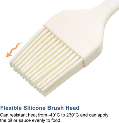 Basting Pastry Brush, 8" Silicone Flexible Brushes for Baking, Cooking, Grilling, White
