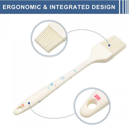 Basting Pastry Brush, 8" Silicone Flexible Brushes for Baking, Cooking, Grilling, White
