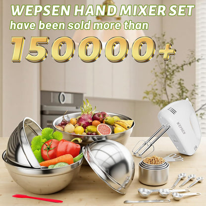 Mixing Bowls Set, 25PCS Stainless Steel Mixing Bowl with Lid Set, Large Nesting Bowls 7, 4.5, 3,2, 1.5QT, Measuring Cups and Spoons Baking Utensils Metal Bowl for Kitchen Prep