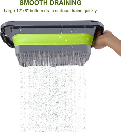 Colander Collapsible, Over Sink Silicone 9 Quart(8.5L) Extra Large Kitchen Strainers with Extendable Handles, Veggies, Fruit and Pasta Foldable Strainer, BPA Free, Kitchen Essential
