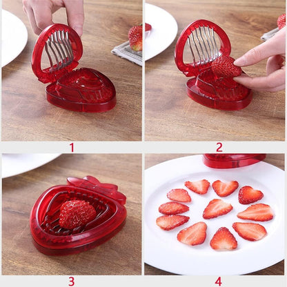 3pcs Strawberry Slicer/Cutter/Corer, Strawberry Huller Fruit Leaf Stem Remover Salad Cake Tools for Kitchen Gadget Accessories, 2 Leaf Stem Removers, 1 Cutter