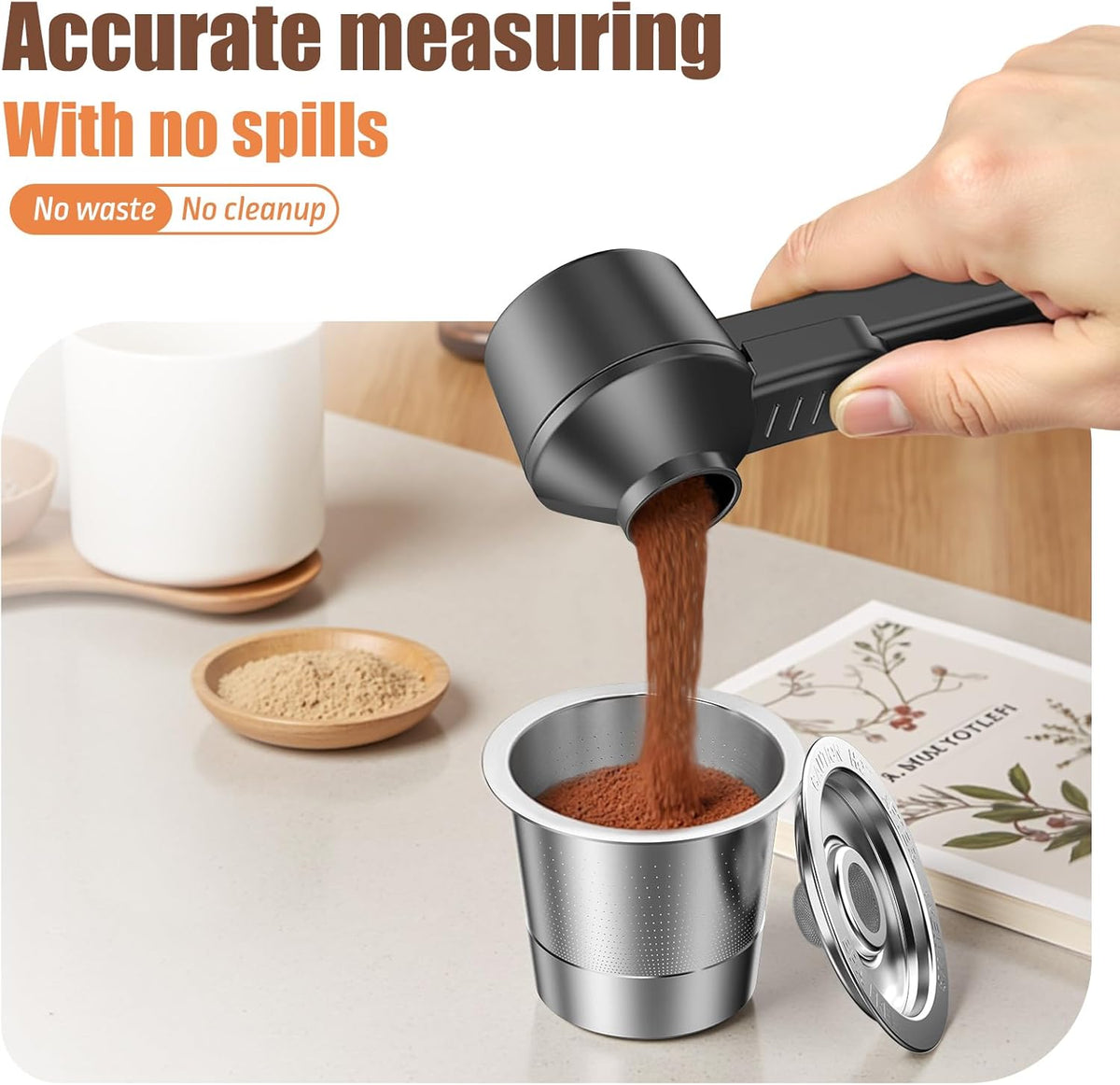Coffee Scoop for Reusable K Cup: Funnel Easy Filling Coffee Pods