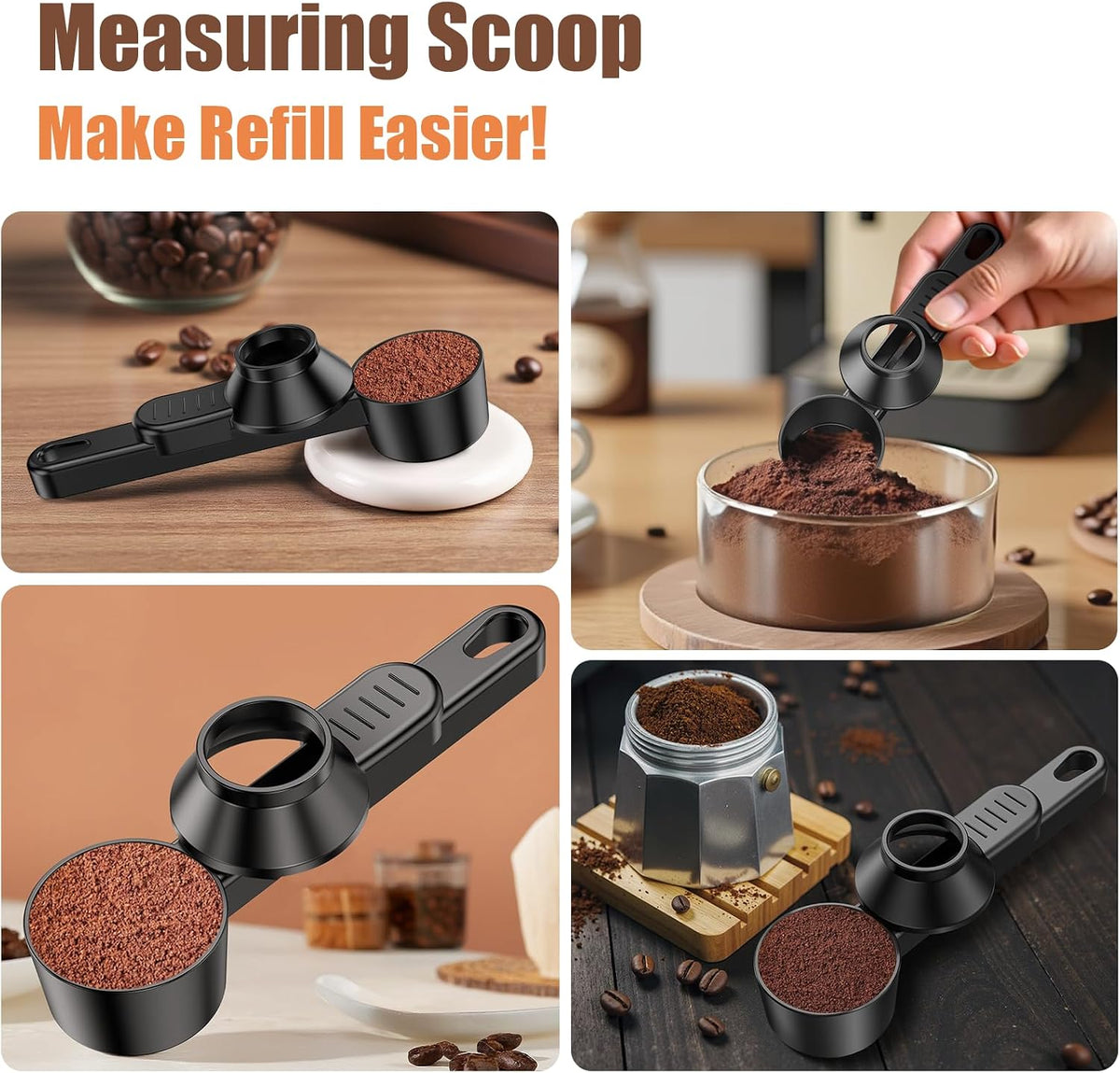 Coffee Scoop for Reusable K Cup: Funnel Easy Filling Coffee Pods