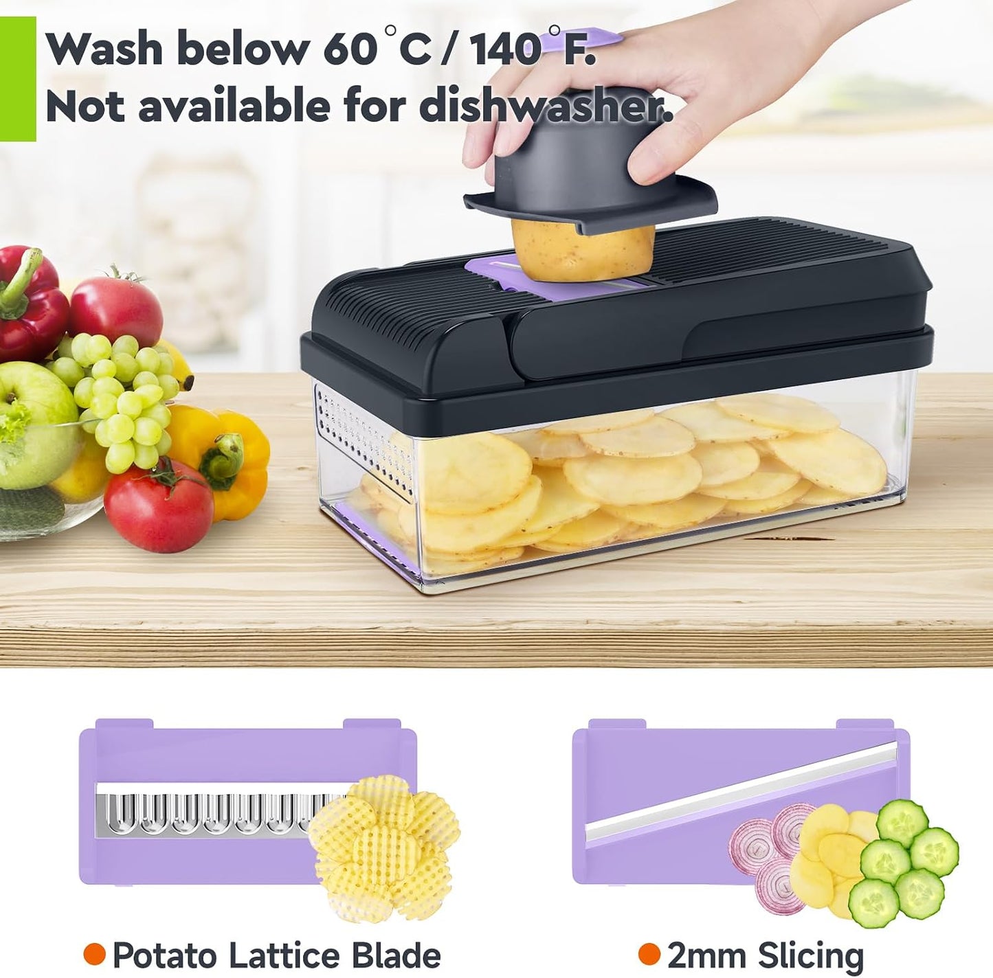 12-in-1 Vegetable Chopper, Food Veggie Chopper With Container | Kitchen Prep Tool, Cheese Grater, Home Essentials & Kitchen Gadgets, with Sharp Stainless Steel Blades(7 Blades, Green)