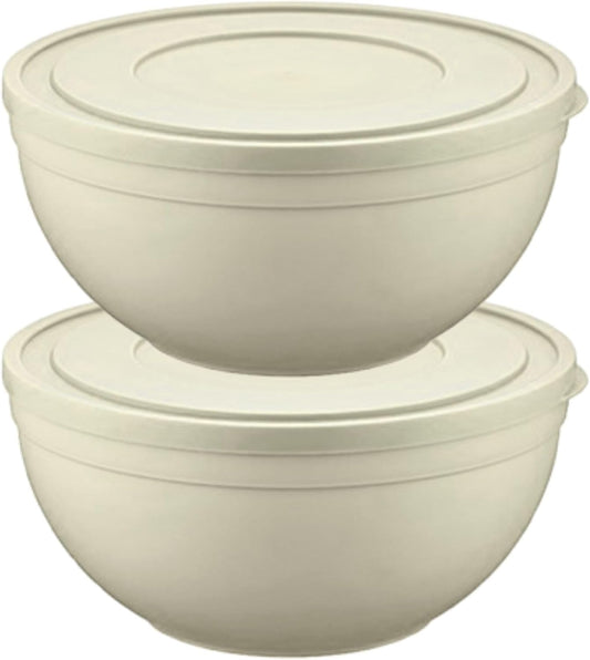 Large Mixing Bowl with Lid, 4.2 Quart (135 oz), Clear Plastic, Round, (4.2 Quarts)