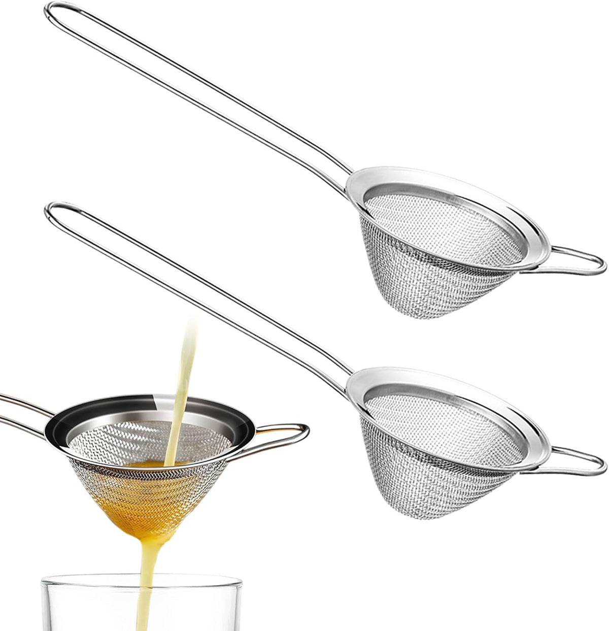 Cocktail Strainer Set of 2, Fine Mesh Bar Strainer for Cocktails and Tea