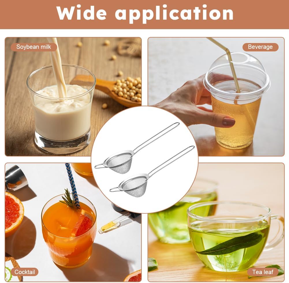 Cocktail Strainer Set of 2, Fine Mesh Bar Strainer for Cocktails and Tea