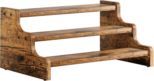 3-Tier Spice Rack, 13.8 Inch Wood Step Shelf Countertop Spice Storage Holder, Kitchen Pantry Cabinet Organizer Cupboard for Spice Bottles, Jars, Seasonings, Baking Supplies,Bathroom Organizer