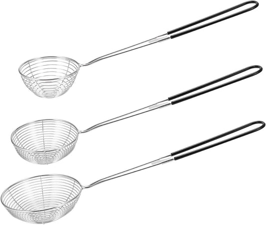 3PCS Hot Pot Strainer, Boba Spoon Scooper, Spider Strainer, Shabu Scoop | Stainless Steel Asian Shabu Spider, Skimmer Spoon, Mesh Slotted Scoops Soup Ladle, Mini Strainer, Boba Scoop, Strainer Spoon