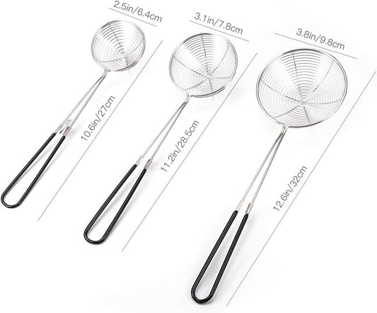3PCS Hot Pot Strainer, Boba Spoon Scooper, Spider Strainer, Shabu Scoop | Stainless Steel Asian Shabu Spider, Skimmer Spoon, Mesh Slotted Scoops Soup Ladle, Mini Strainer, Boba Scoop, Strainer Spoon