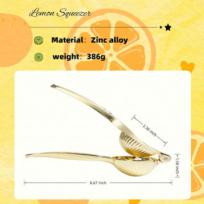 Lemon Squeezer, Heavy Duty Zinc Alloy Manual Citrus Juicer Hand Press,High Yield Threaded Groove Small Oranges Limes Juicer, Juice Maker for Cocktails Home Restaurant Kitchen Utensils(Gold)