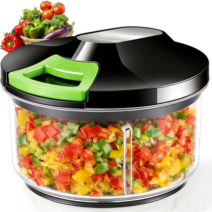Manual Food Processor Large Vegetable Chopper, 1000ML Pull String Chopper Garlic Mincer Onion Cutter for Veggies,Salad,Fruits, Nuts, BPA Free, Black