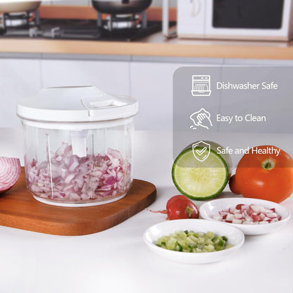 Manual Food Processor Large Vegetable Chopper, 1000ML Pull String Chopper Garlic Mincer Onion Cutter for Veggies,Salad,Fruits, Nuts, BPA Free, Black