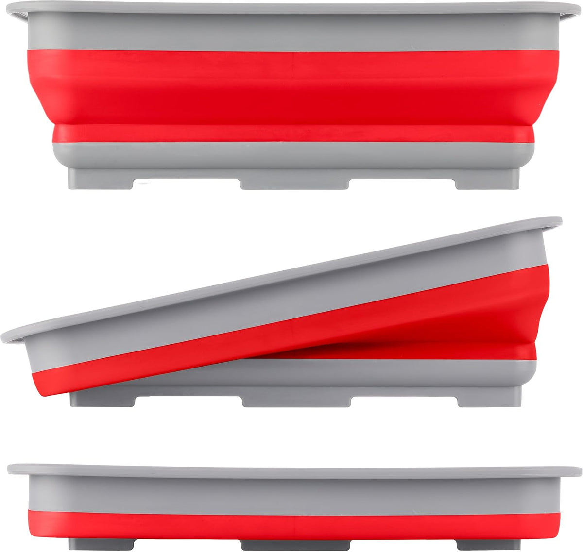 Collapsible Cleaning Caddy - Portable Multi-use Wash Basin, Dish Tub, or Ice Bucket with 7.27L Capacity for Camping and Tailgating (Red)