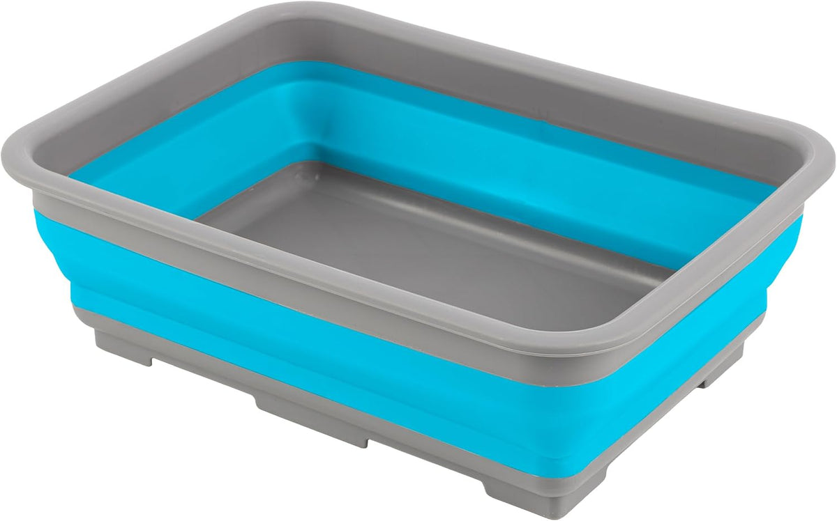 Collapsible Cleaning Caddy - Portable Multi-use Wash Basin, Dish Tub, or Ice Bucket with 7.27L Capacity for Camping and Tailgating (Red)